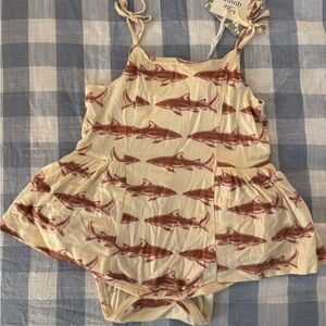 Kate Quinn Cream and Brown Shark Print One Piece